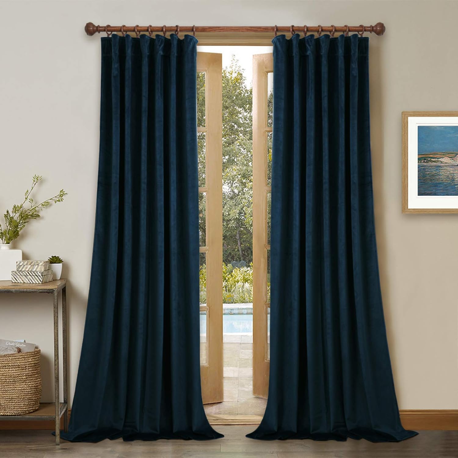 Navy Blue-Velvet Window Curtains (Ultra Soft)