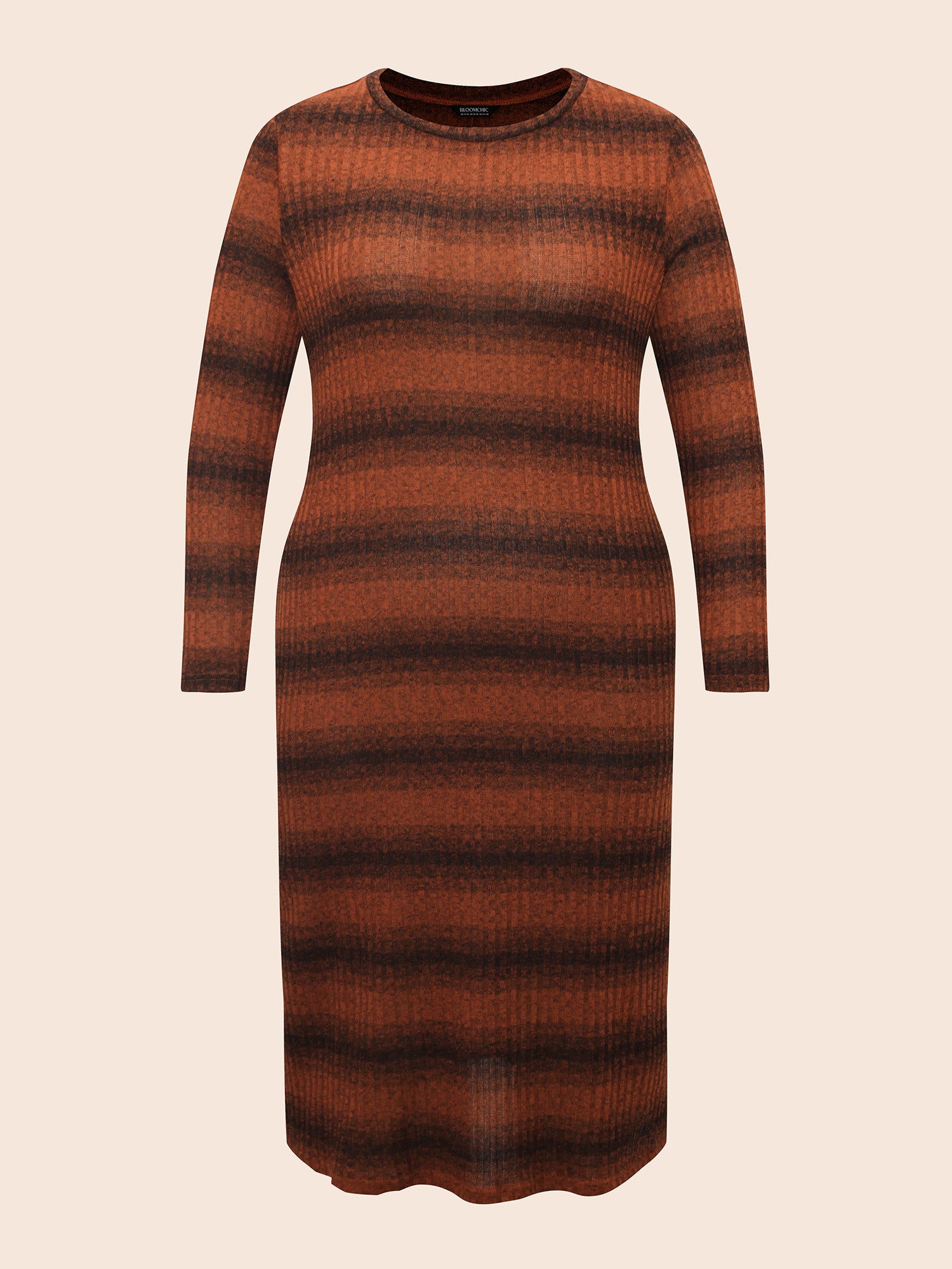 Ombre Striped Rib Knit Slim Fit Dress