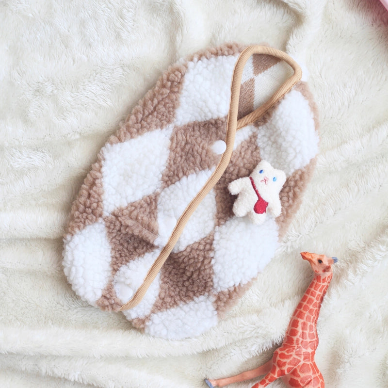 Autumn And Winter Dog Vest Winter Warm Pet Clothes Korean Rhombus Two-legged Fleece New Generation Of Hair