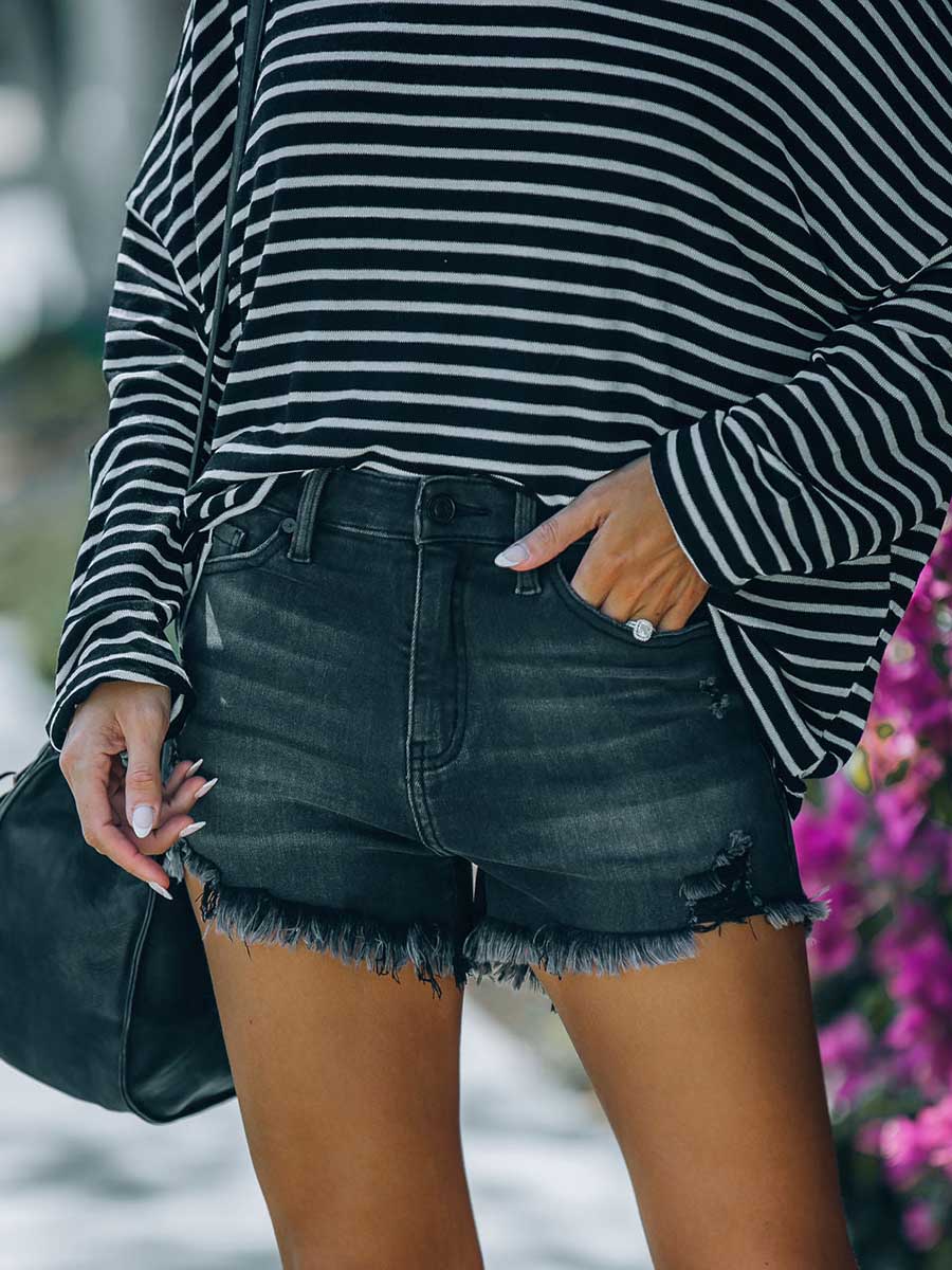 Eternity High Rise Distressed Shorts