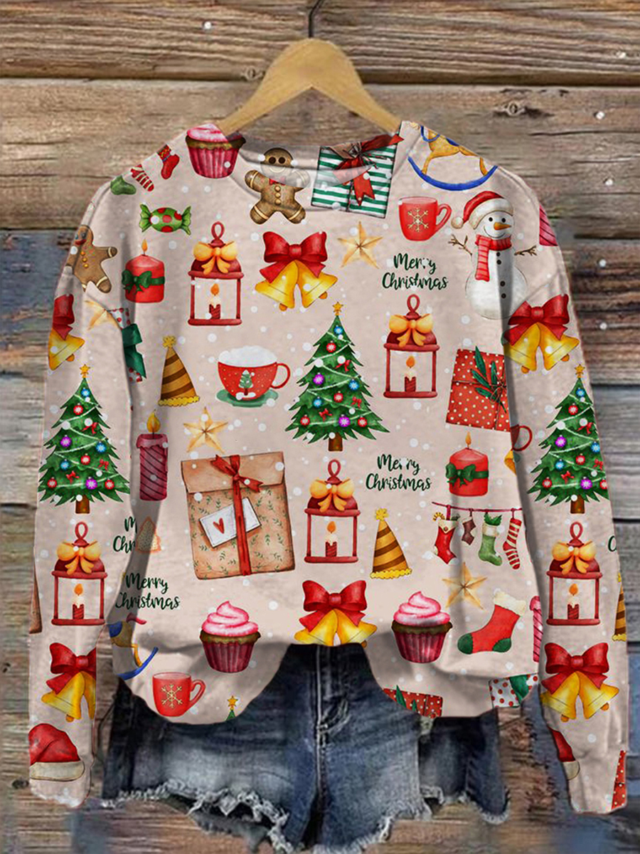 Women's Christmas Printed Casual Long Sleeve Top