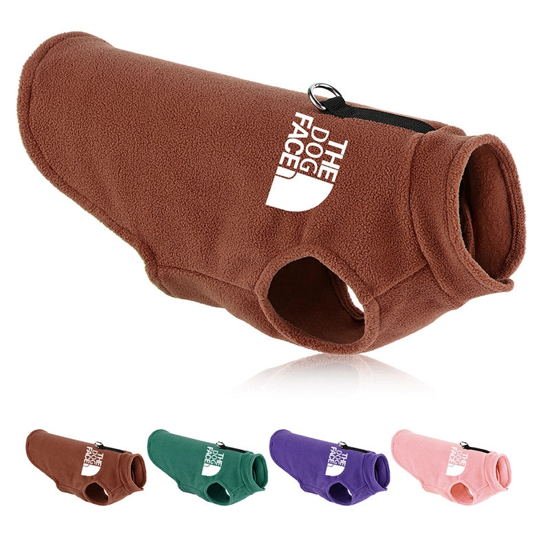 Autumn/winter Thickened Fleece Pet Clothing Trendy Dog Jacket Vest Ring Puller Thickened Dog Clothes Outerwear