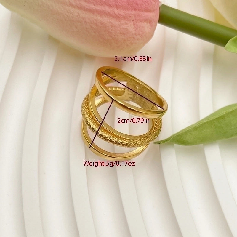 Retro Geometric 304 Stainless Steel 14K Gold Plated Irregular Stainless Steel Rings