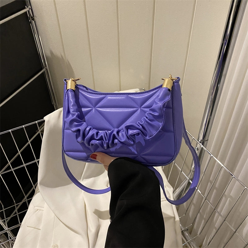 Women's Pu Leather Solid Color Cute Pillow Shape Zipper Shoulder Bag Crossbody Bag