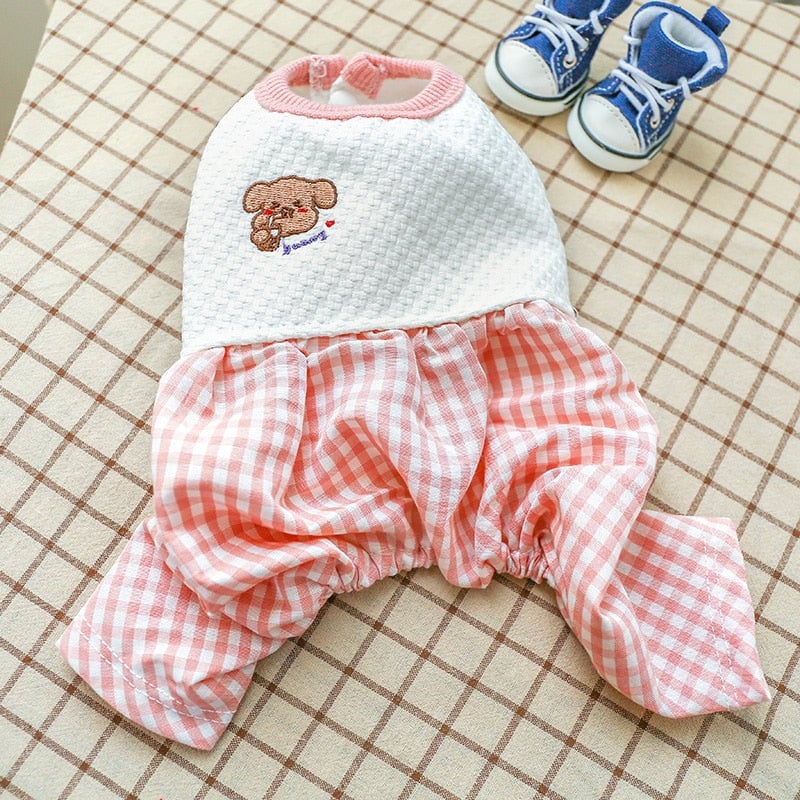 Plaid Bear Four-legged Dog Cat Clothes