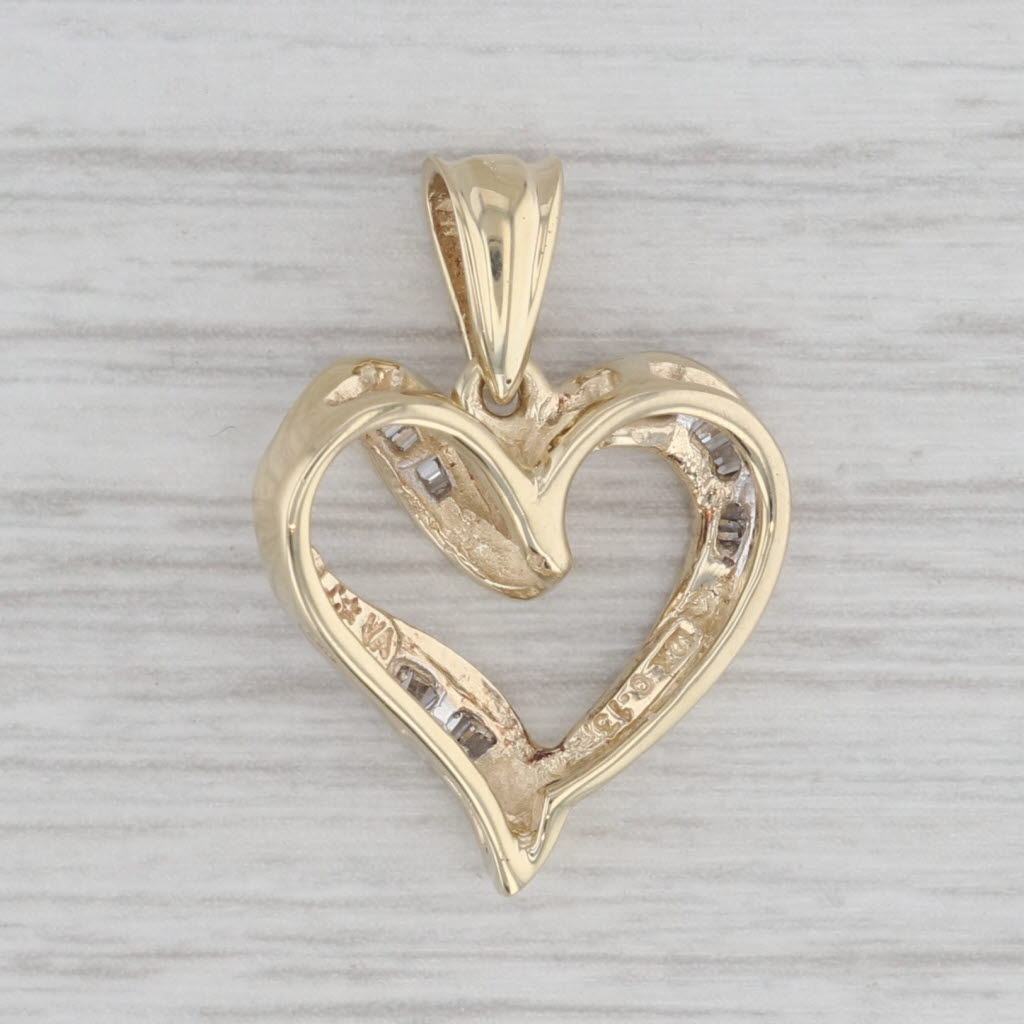 0.13ctw Diamond Open Heart Pendant 10k Yellow Gold