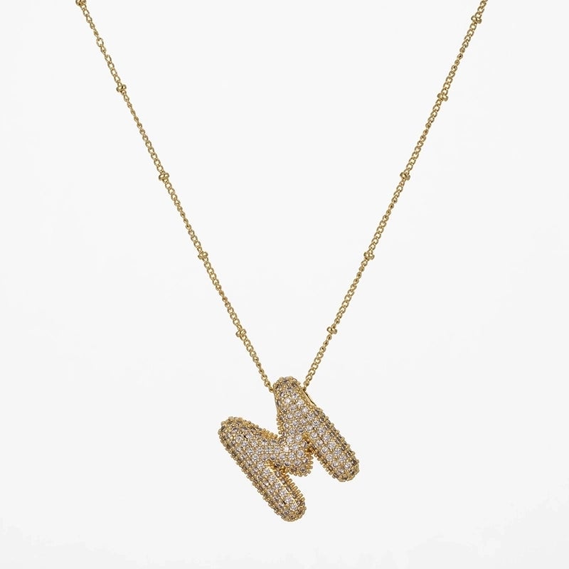 Copper Gold Plated Silver Plated IG Style Minimalist Plating Inlay Letter Zircon Pendant Necklace