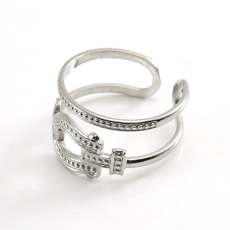 Retro Geometric 304 Stainless Steel Titanium Steel 18K Gold Plated Plating Stainless Steel Rings