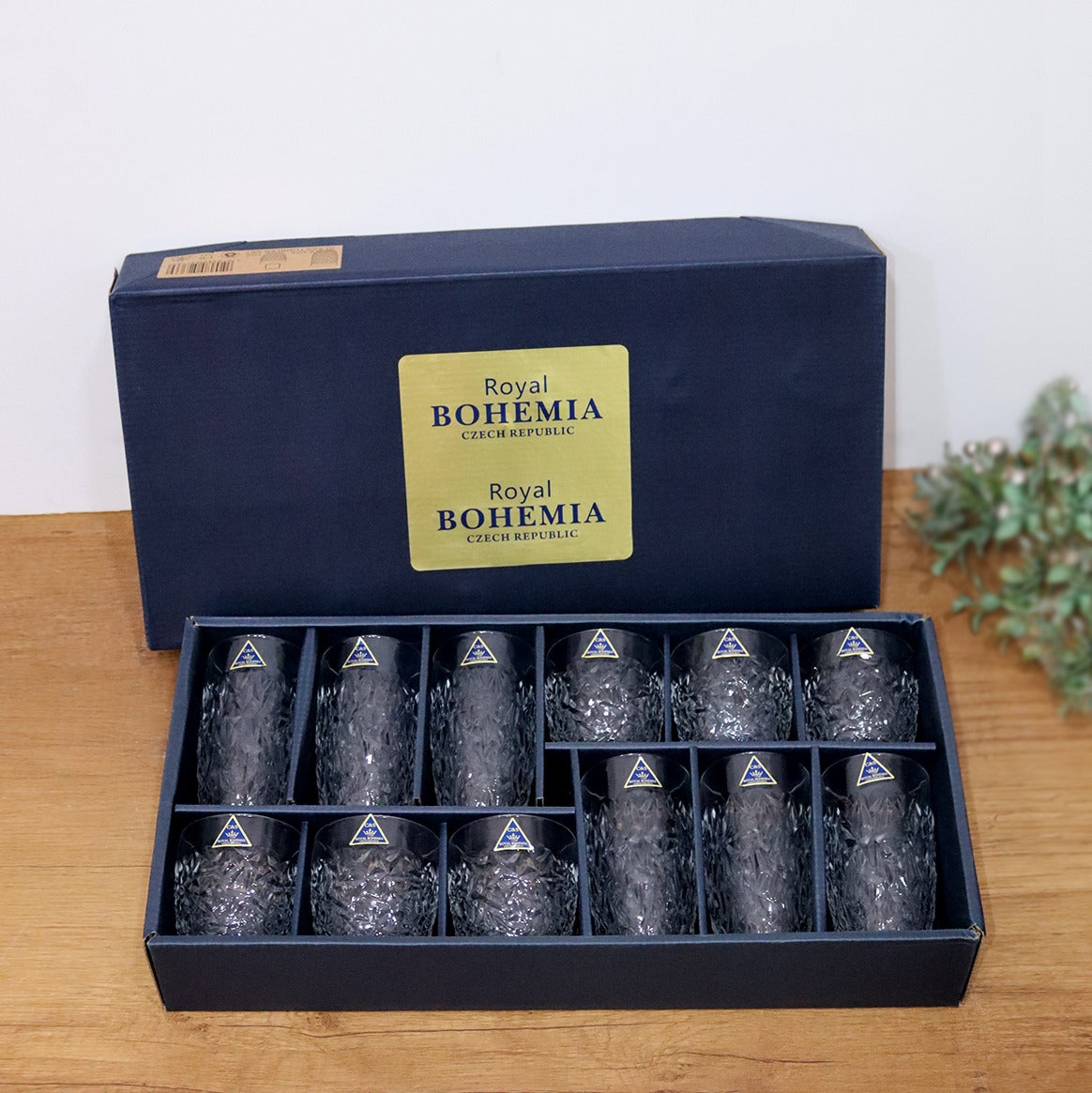 Bohemia White Glass Cups Set (12pcs)