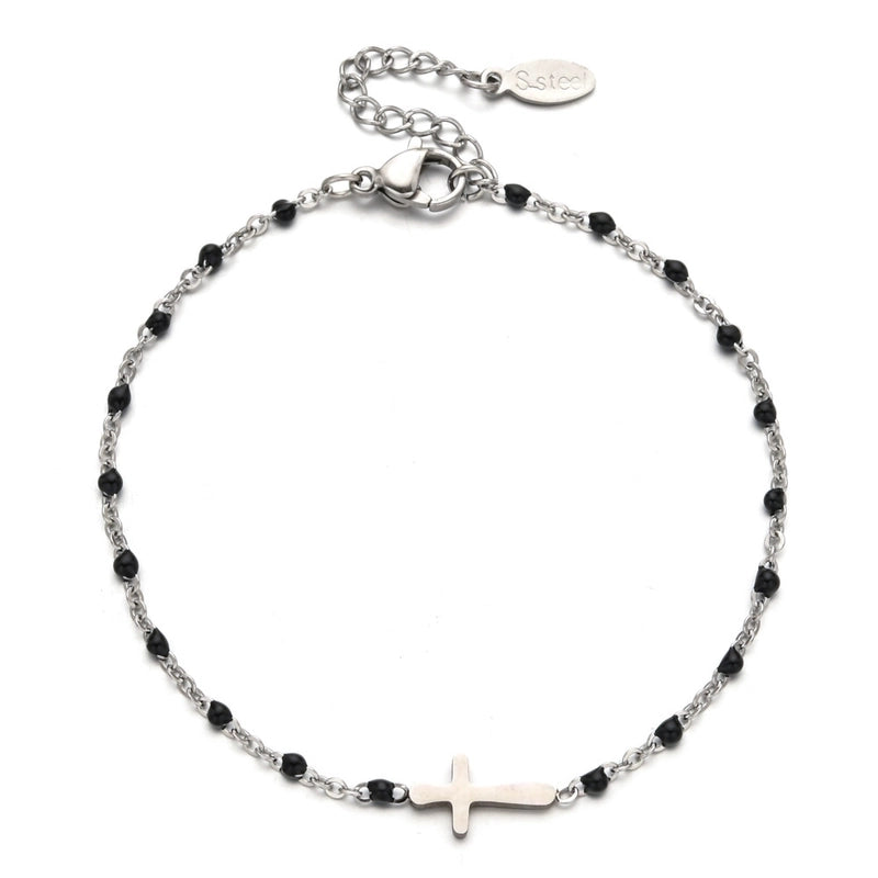 Minimalist Cross Stainless Steel Enamel Plating Bracelets
