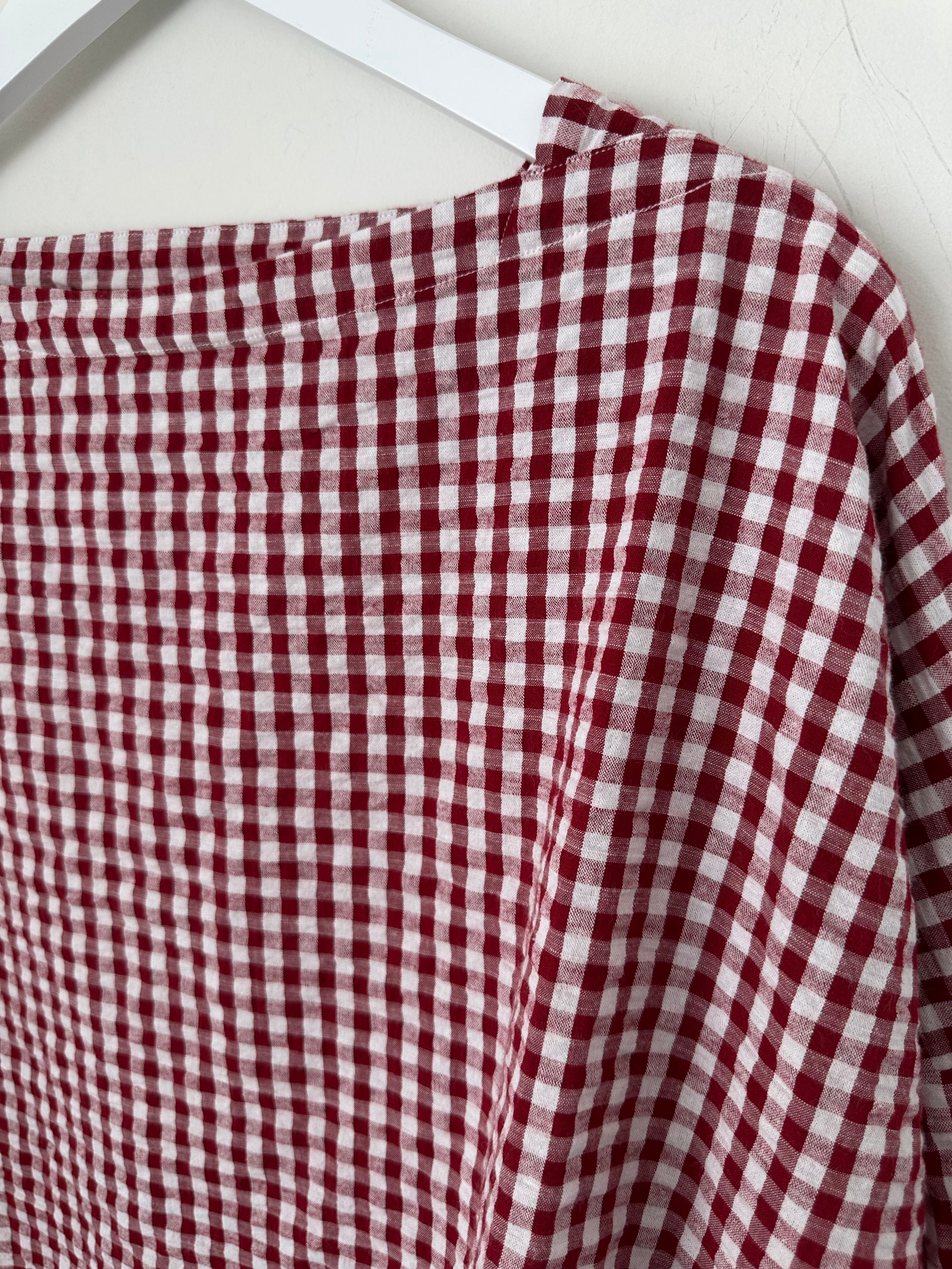 avril top - dark red gingham