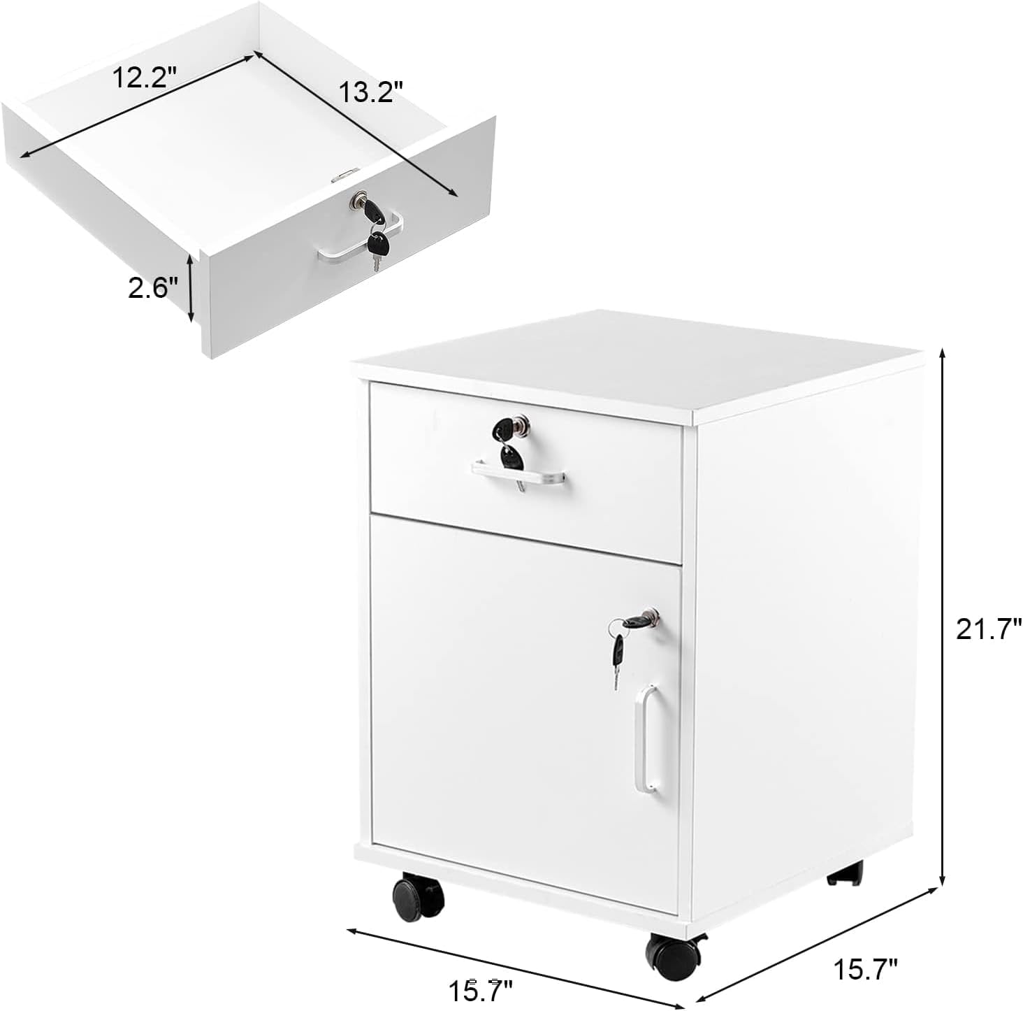 Wooden Mobile File Cabinet for Home Office