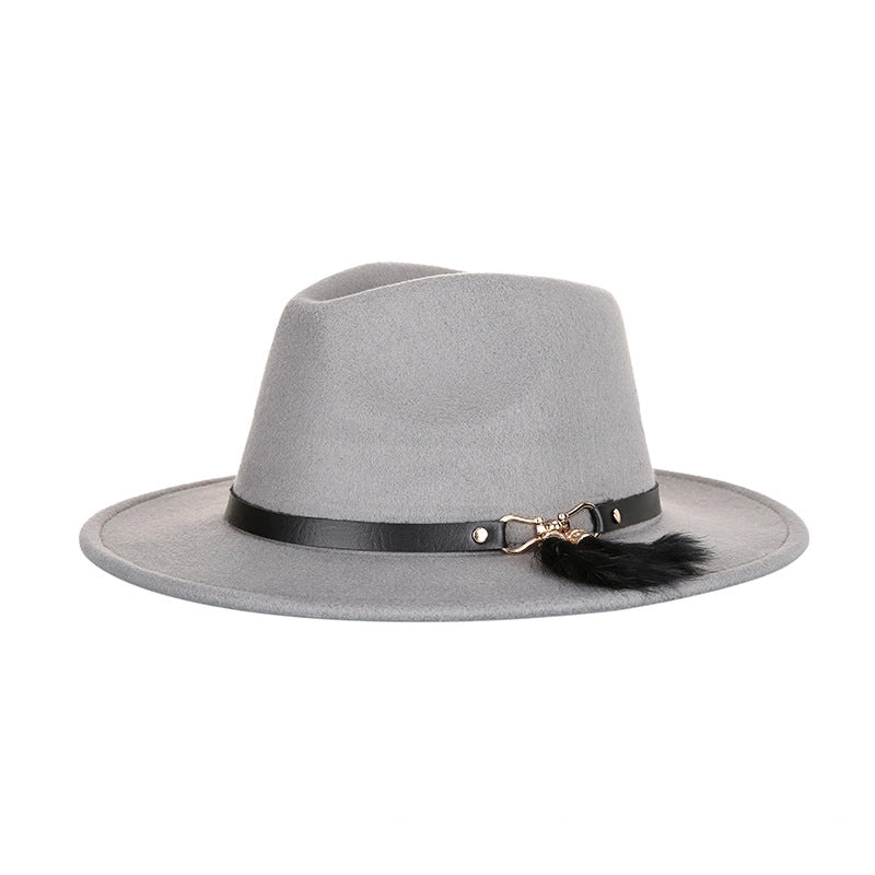 Hat New  Fashion Top Hat Creative Belt Decorative Woolen Jazz Hat Hot