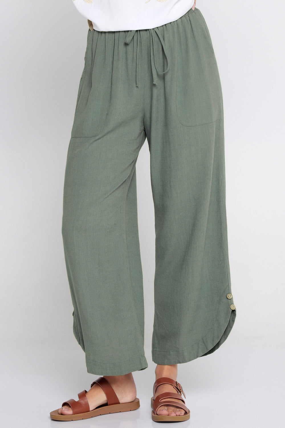 Felicity Linen Pants - Khaki