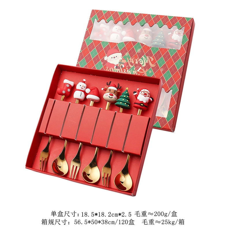 Christmas Cute Cartoon Stainless Steel Tableware 1 Set