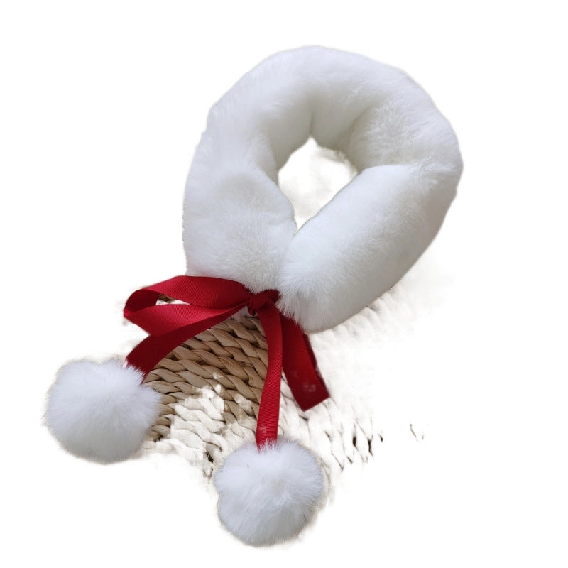 Women's Cute Solid Color Plush Scarf