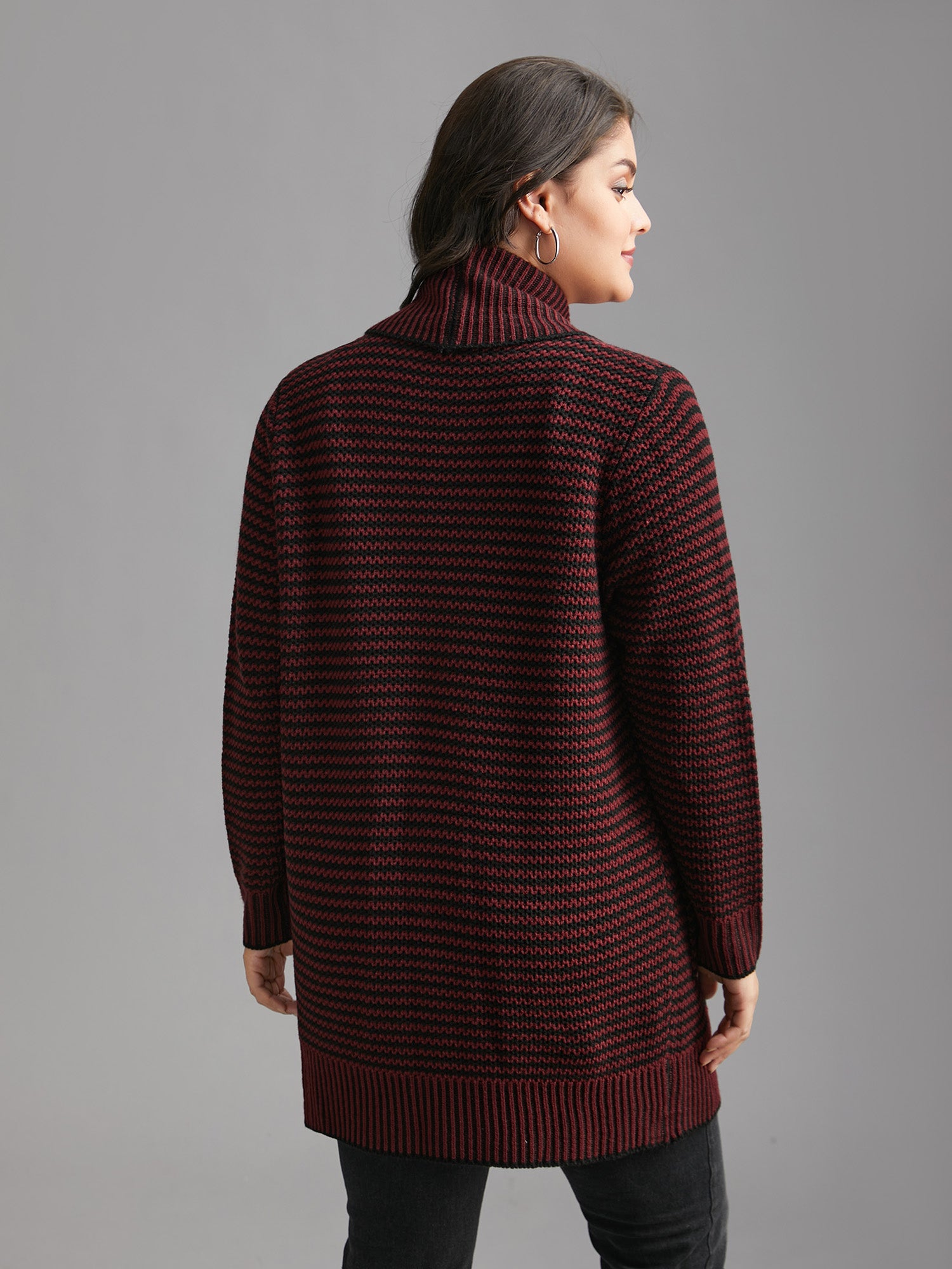 Collared Pockets Open-Front Long Cardigan