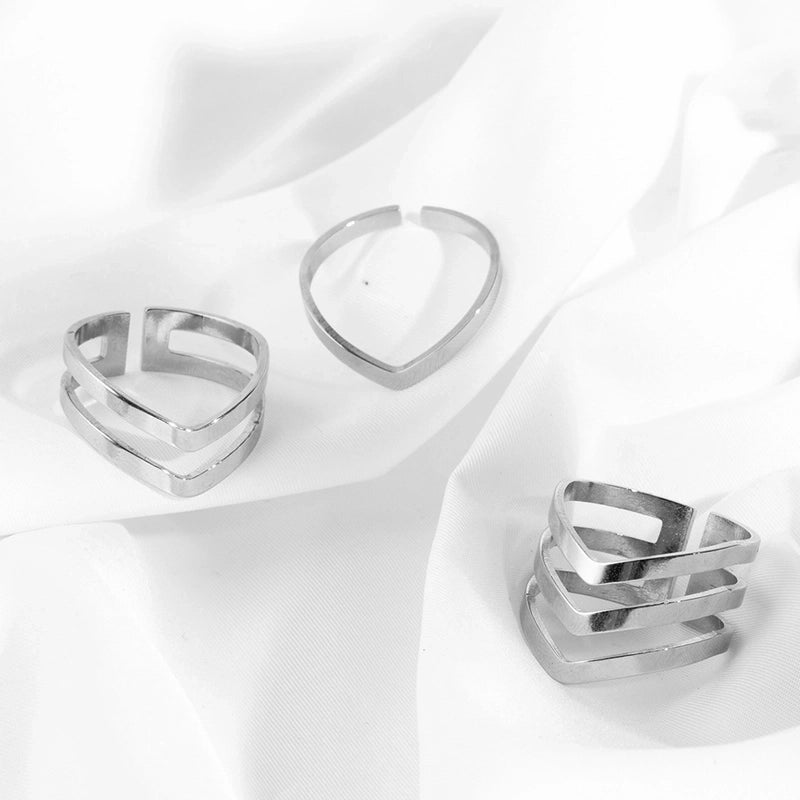 Minimalist Geometric Stainless Steel Open Rings