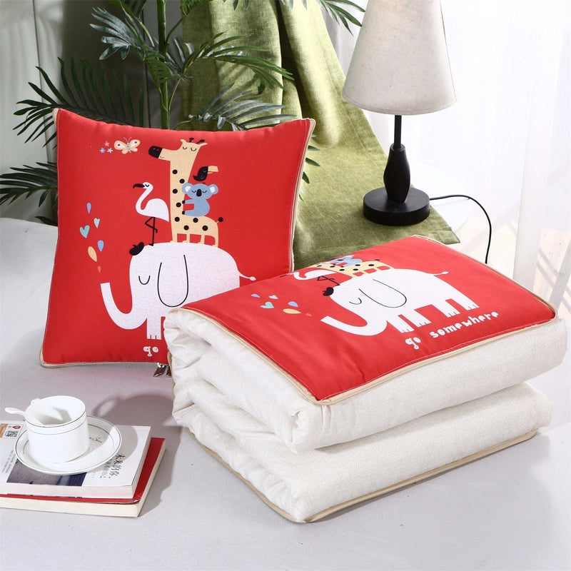 Pillow Quilt Dual-use Two-in-one Four-season Universal Car Thin Cushion Sleeping Blanket Activity Gift Printing