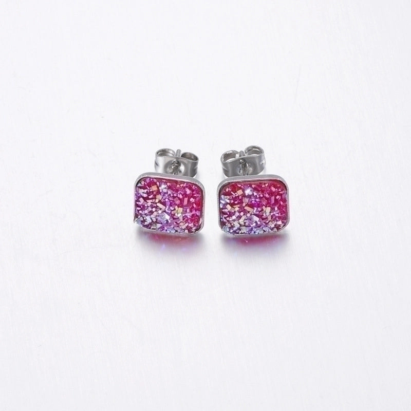 5 Pieces Elegant Minimalist Geometric Plating Inlay Stainless Steel Resin None Ear Studs