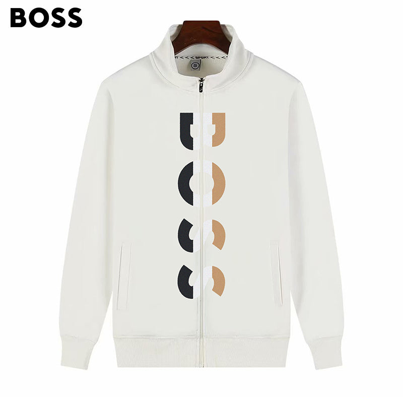 BOSS Fleece Zipper Stand Collar Sweatershirt for Autumn Winter