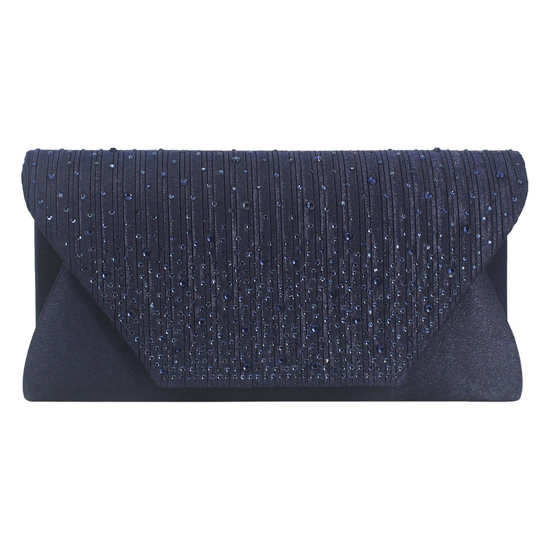 White Wine Red Dark Blue Satin Solid Color Rhinestone Square Evening Bags