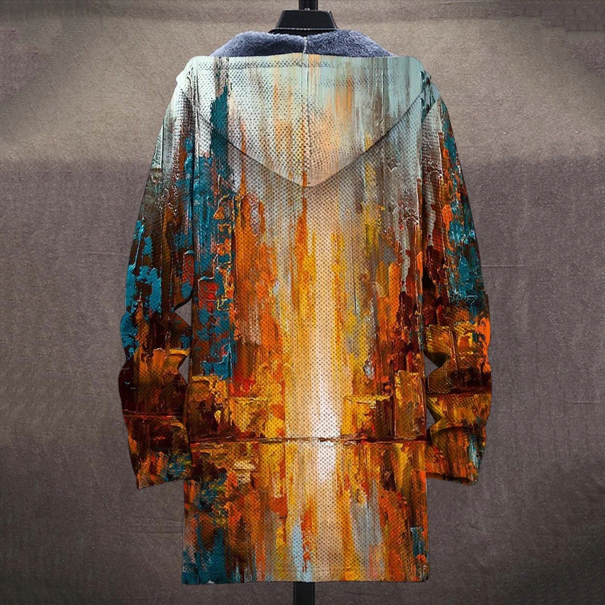 Colorful Oil Painting Thick Long Sleeve Sweater Jacket Cardigan