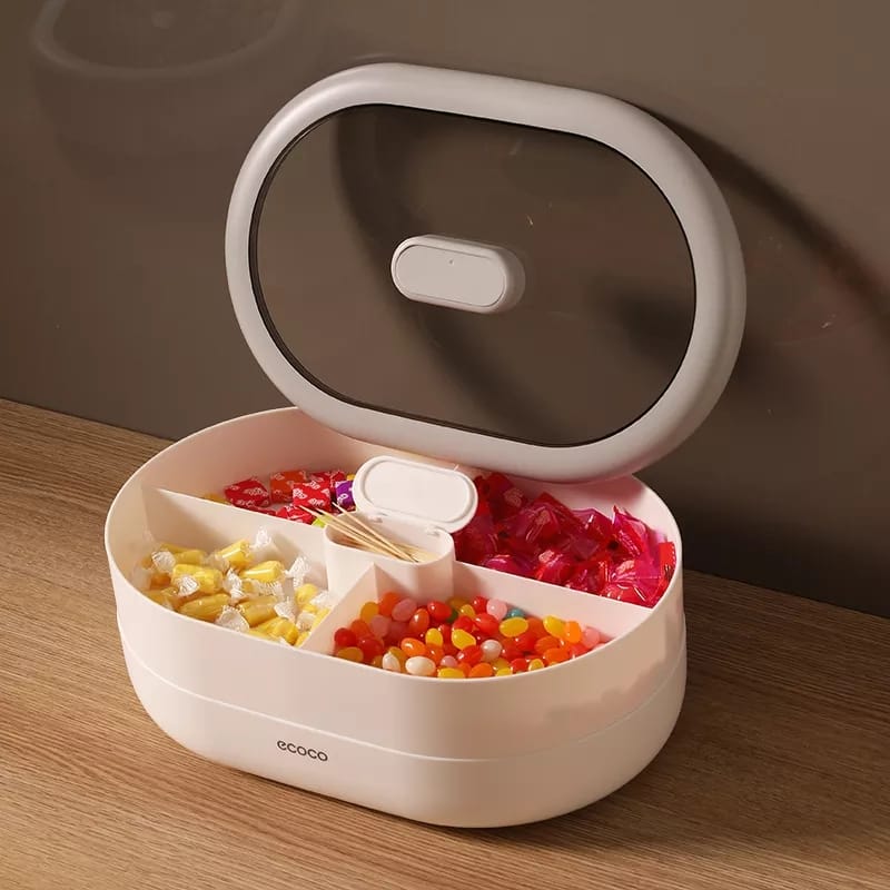 Dust-Proof Dry Fruit Tray. Candy Snack Box With Rotary Phone Holder