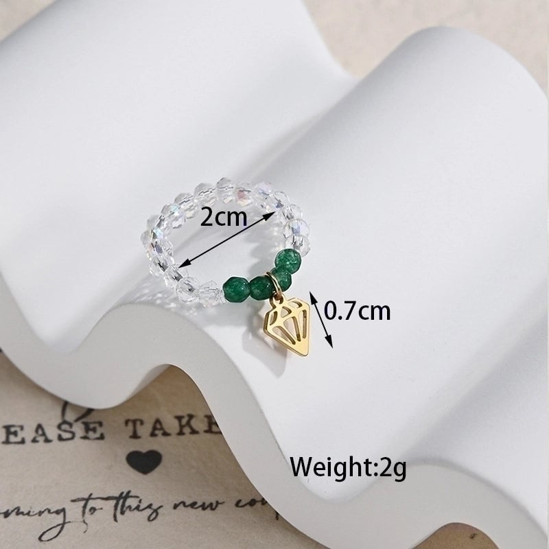 Fashion Heart Shape 304 Stainless Steel Natural Stone 18K Gold Plated Stainless Steel Rings