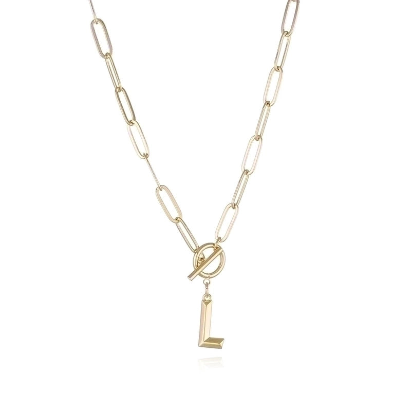 Copper 14K Gold Plated Fashion Plating Letter Pendant Necklace
