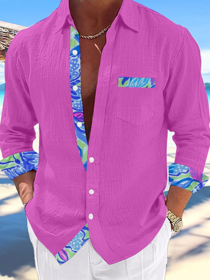 Men's Hawaii Print Fashion Vacation And Casual Shirt (With Pockets)