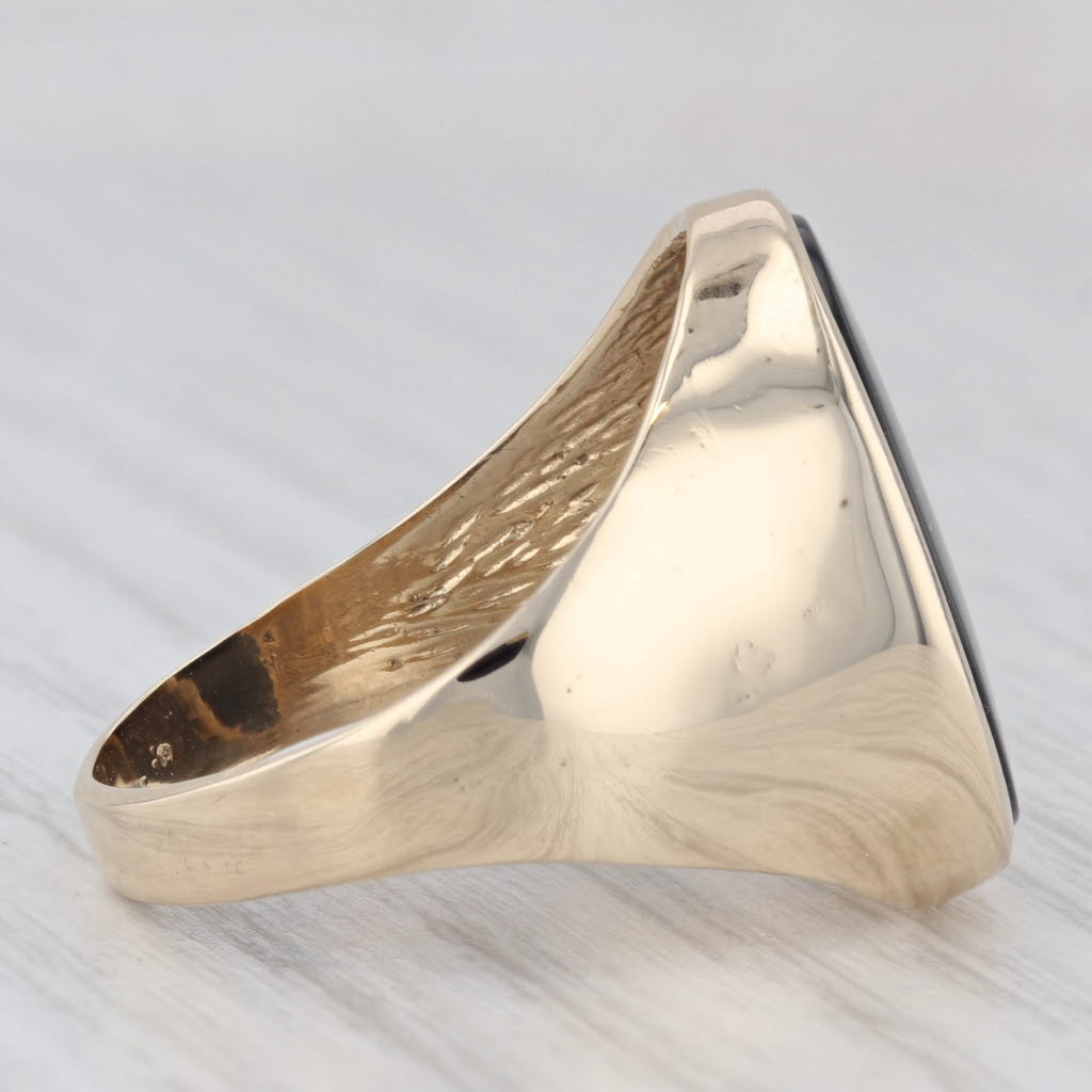 Onyx Oval Solitaire Signet Style Ring 14k Yellow Gold Size 9.75
