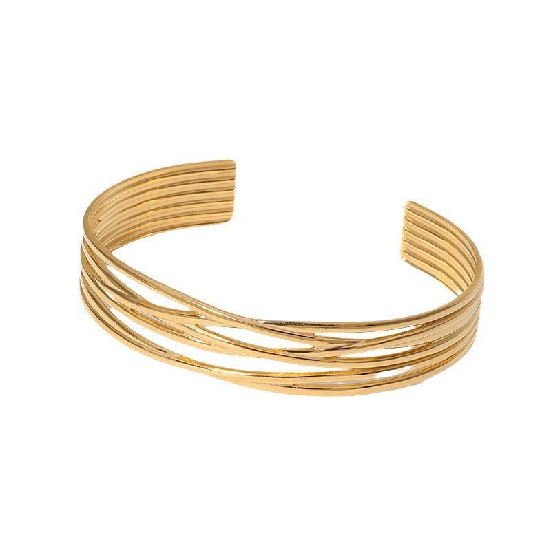 Minimalist Stripe Stainless Steel Electroplating Bangles
