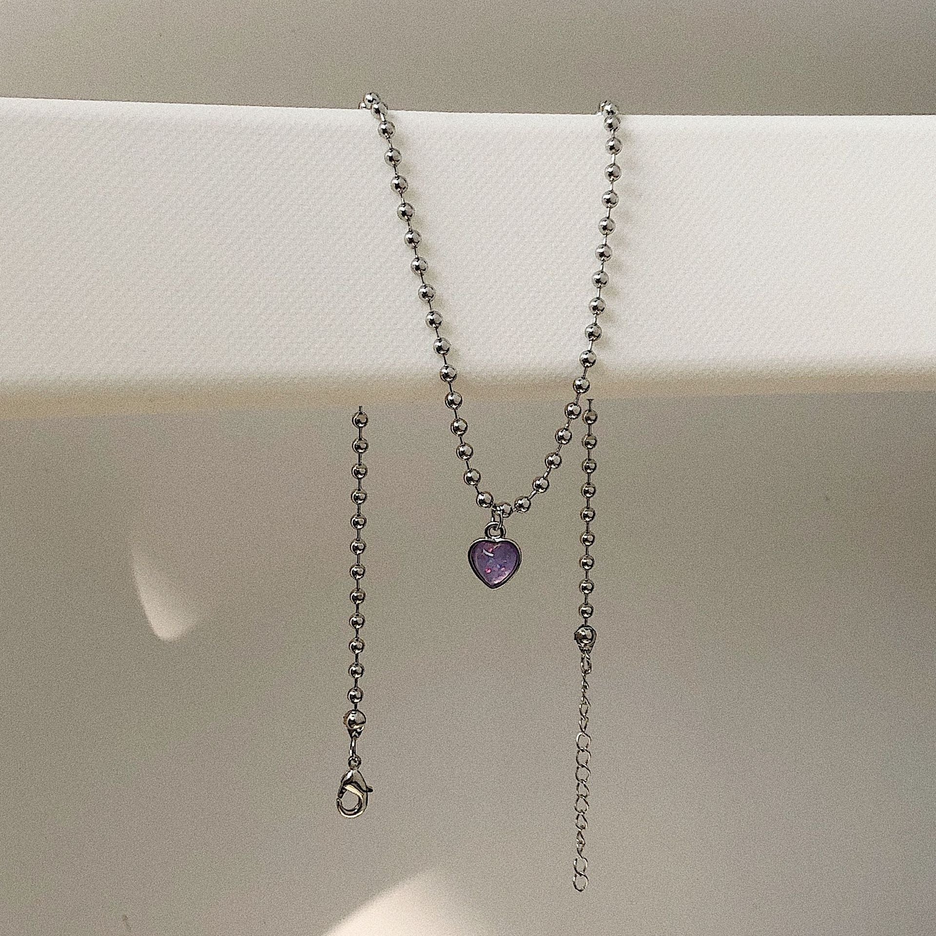 Purple Crystal Heart Necklace
