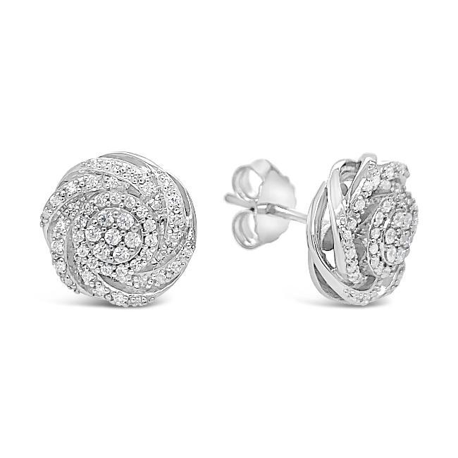 Clear Sparkling Crown Stud Earrings-Sterling Silver