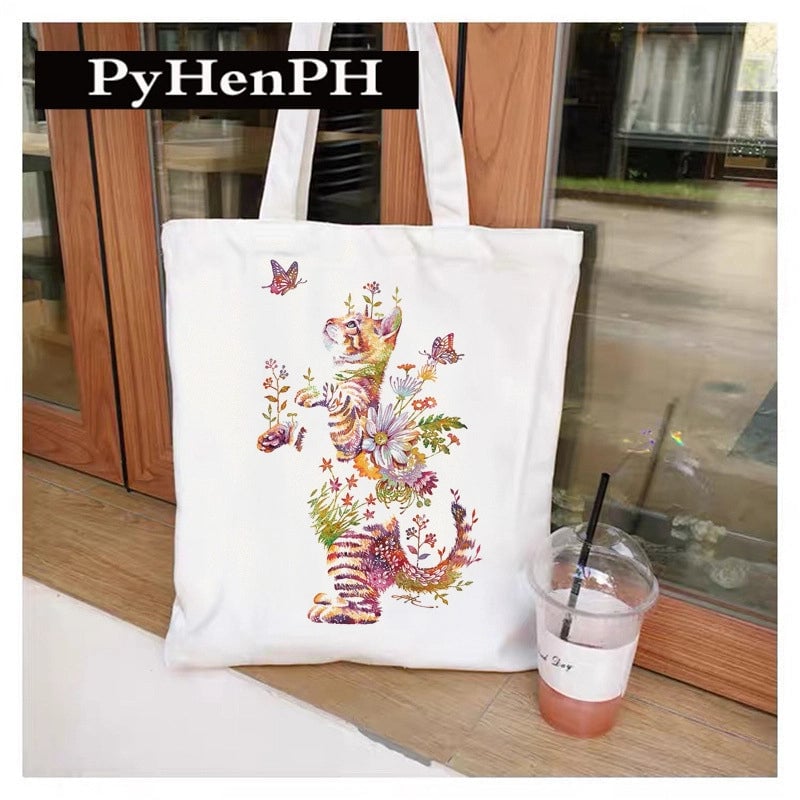 Women's Canvas Printing Classic Style Square Open Canvas Bag