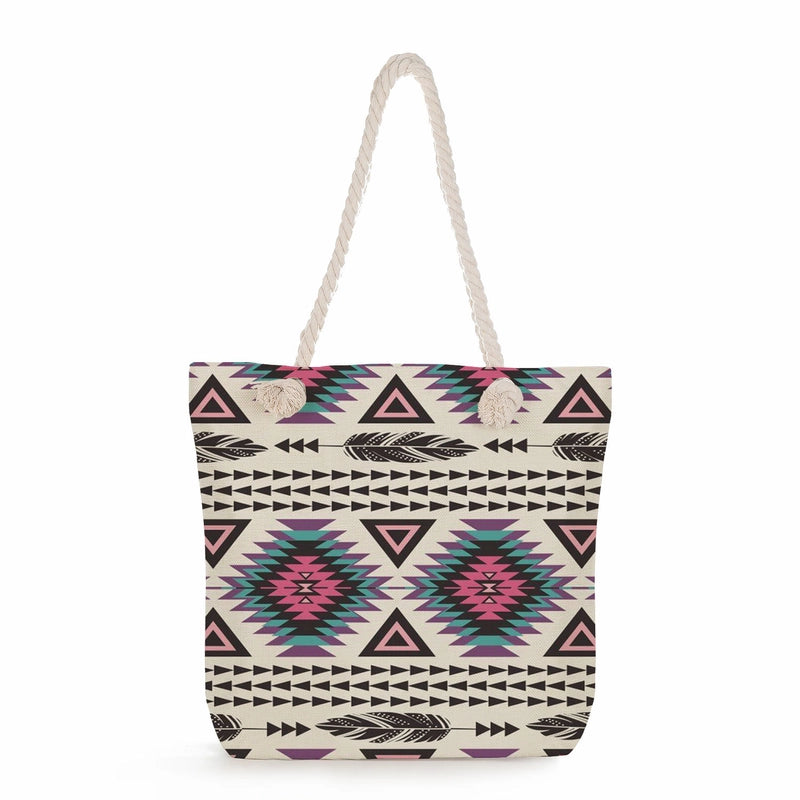 Geometric Printing Tote Bag Student Book Storage Shoulder Bag Large Capacity Handbag
