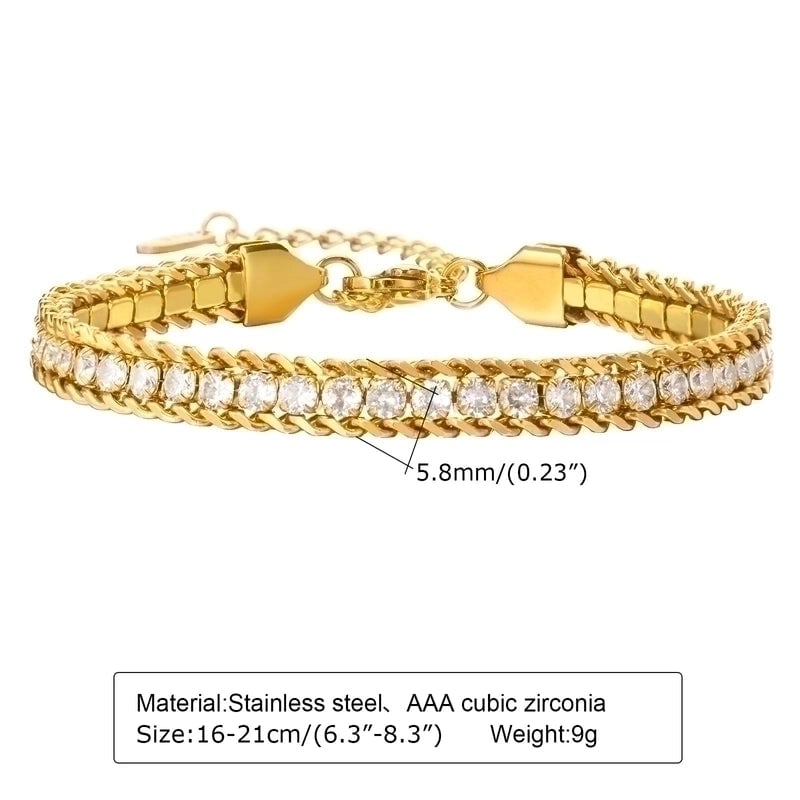 Modern Style Solid Color 201 Stainless Steel Zircon Bracelets In Bulk