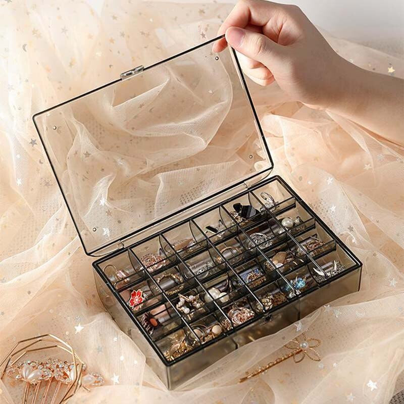 Jewelry Storage Box Jewelry Organizer Earrings Nail Polish Hair Accessories Display Compartment Plastic Box With Lid