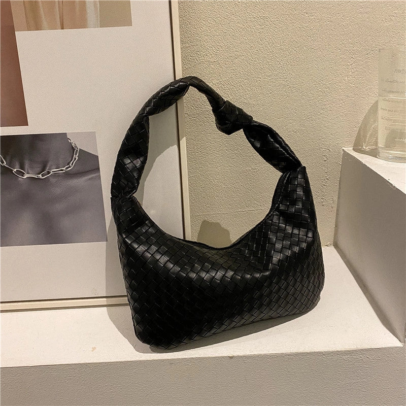 Retro Simple Women's Spring And Summer New Fashion Casual Crossbody Bag Woven Bag Shoulder Underarm Small Square Bag