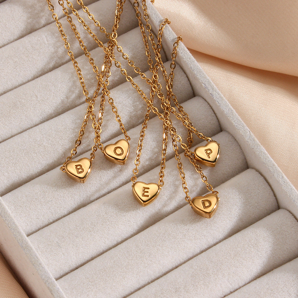 Fashion Heart Stainless Steel 18K Gold Plated Necklaces