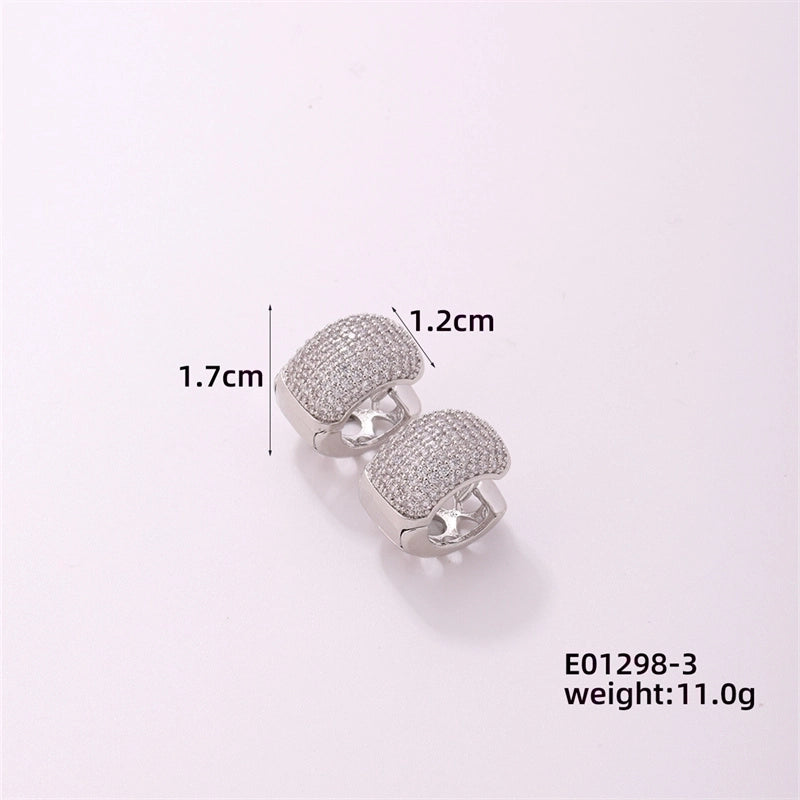 1 Piece Casual Minimalist Geometric Copper Zircon Gold Plated Silver Plated Huggie Earrings