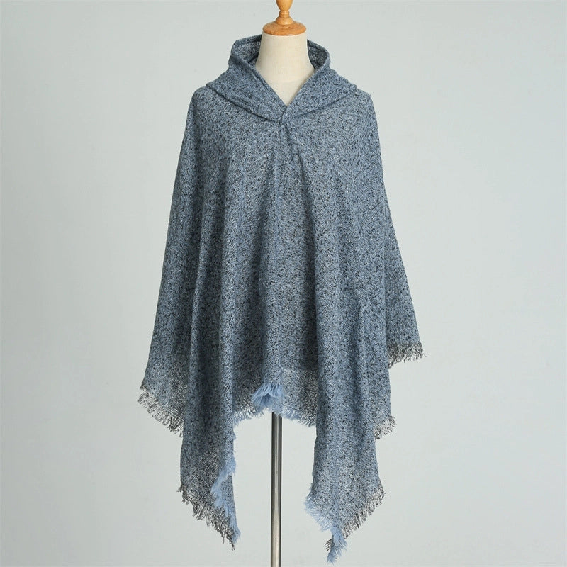 Hooded Cape Plaid Scarf Cashmere Winter Outerwear Warm Shawl New Poncho Best Seller In Europe And America Cloak