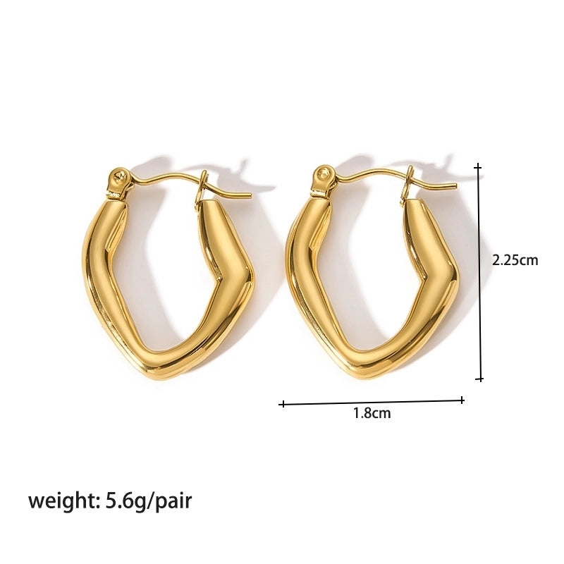 1 Pair Modern Style Round Heart Shape 304 Stainless Steel 18K Gold Plated Hoop Earrings