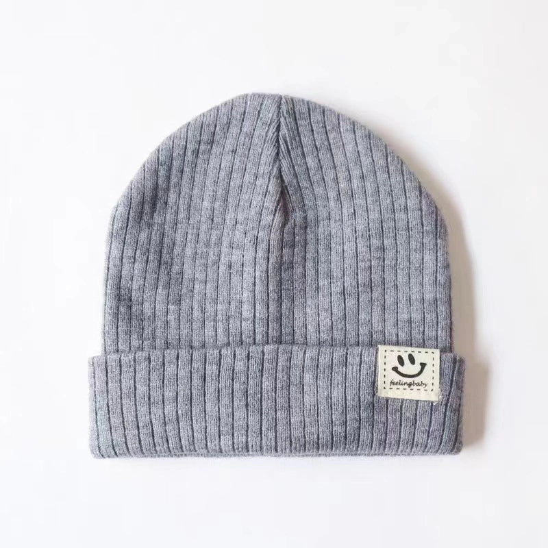 Popular Smile Face Baby Wool Hat Autumn And Winter Warm Boys And Girls Baby Knitted Hat Children One-piece Delivery