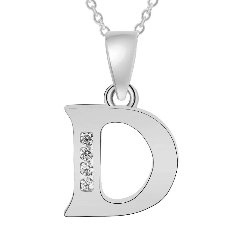 Minimalist Letter Copper Plating Inlay Zircon Pendant Necklace