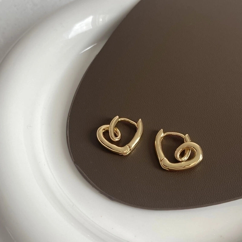 1 Pair Minimalist Heart Shape Plating Copper Hoop Earrings