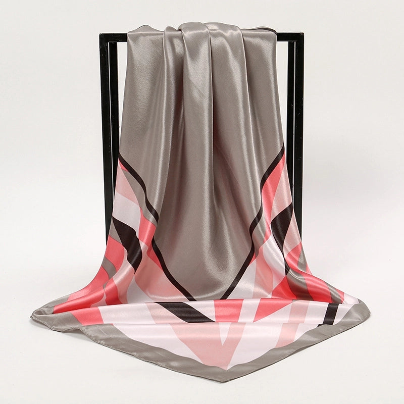 Unisex Streetwear Stripe Cashew Nuts Flower Satin Printing Silk Scarf