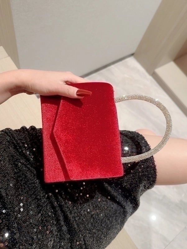 White Red Black Polyester Solid Color Evening Bags