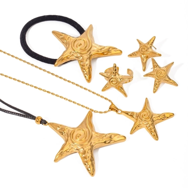 Vacation Minimalist Starfish 316 Stainless Steel  18K Gold Plated Star Rings